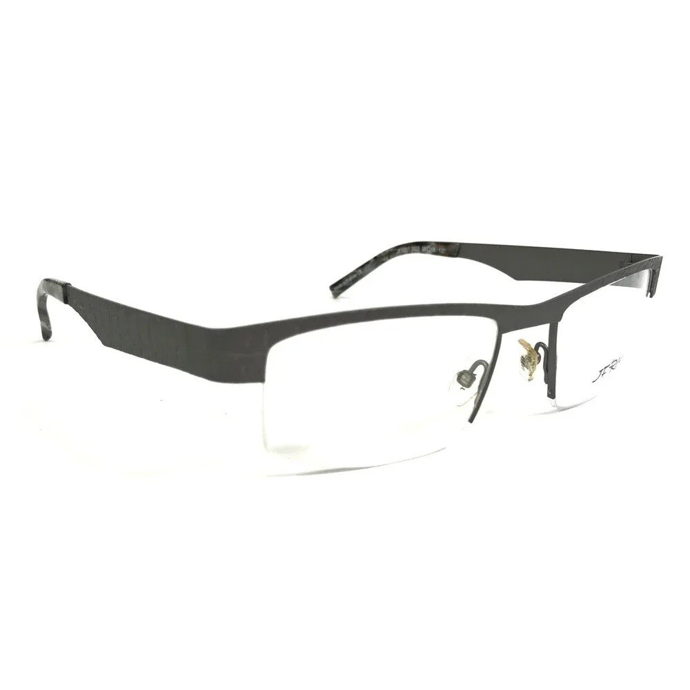 J.F. Rey Eyeglasses Frames JF2601 0505 Silver Ribbed Textured Half Rim 55-18-130